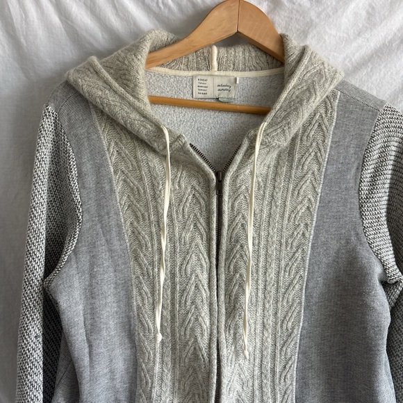 Gray and Cream Hooded Cardigan - Picture 2 of 6